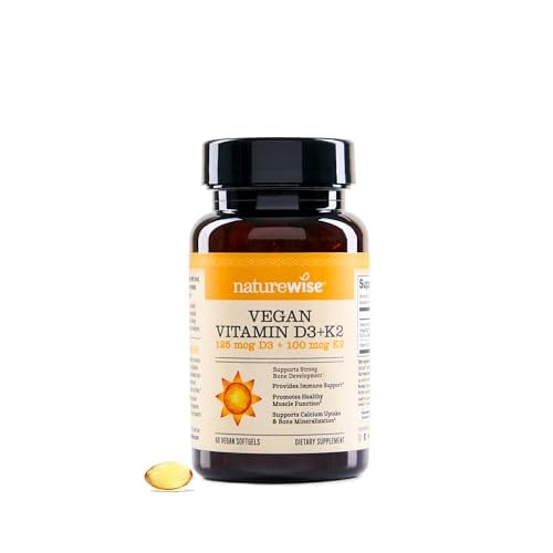 Vegan Vitamin D3 + K2, 5000IU, High Absorption, Non-GMO