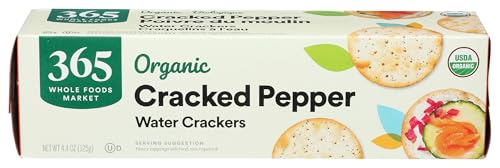 365 Organic Cracked Pepper Water Crackers, 4.4 oz