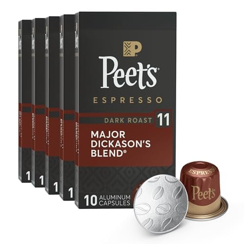 Peet's Dark Roast Espresso Capsules, Nespresso Compatible, Major Dickason's Blend, 50 Count