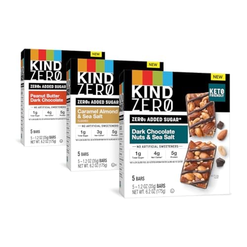 KIND ZERO Sugar-Free Bars Variety Pack, Gluten-Free, 15 Count