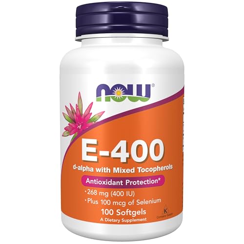 NOW Vitamin E-400 IU Softgels, Antioxidant, 100 Count