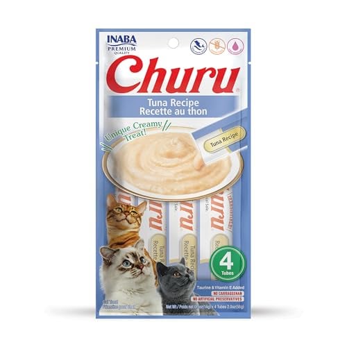 Churu Lickable Purée Natural Cat Treats (Tuna Recipe, 4 Tubes)