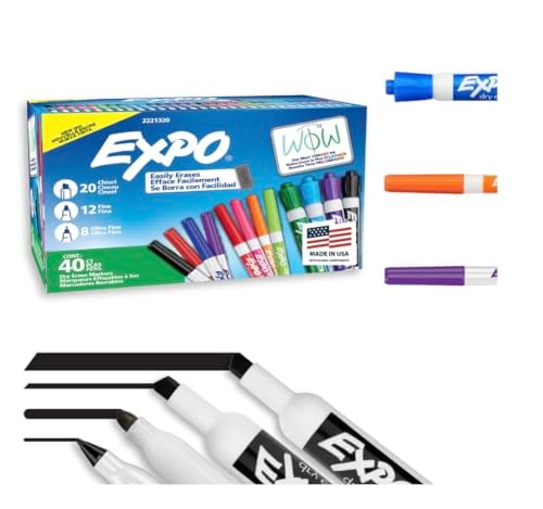 EXPO Dry Erase Markers, Mixed Tips, 40 Count, Assorted Colors