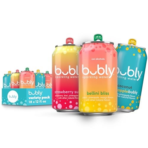 Bubly Sparkling Water Variety Pack, 18 Cans, Zero Sugar