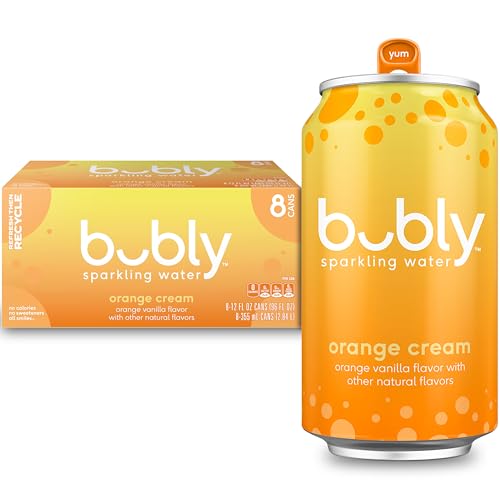 bubly Orange Creamsicle Sparkling Water, Zero Sugar/Calories, 12 Fl Oz Cans (8 Pack)