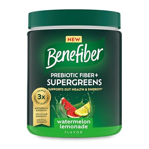 Benefiber Supergreens Fiber Powder, Watermelon Lemonade, 8.8 oz