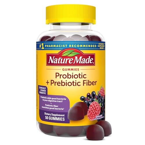 Nature Made Probiotic + Prebiotic Fiber Gummies, 50 Count