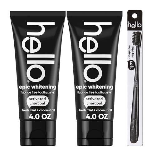 Activated Charcoal Toothpaste & Toothbrush, Mint & Coconut, 4oz (2 Pack)