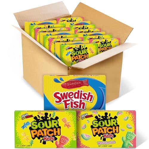 SOUR PATCH KIDS & SWEDISH FISH Candy Variety Pack, 15 Boxes