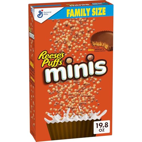 Reese's Puffs Minis Breakfast Cereal, Chocolate Peanut Butter Cereal, Family Size, 19.8 OZ