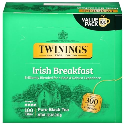 Twinings Irish Breakfast Black Tea, 100 Wrapped Bags