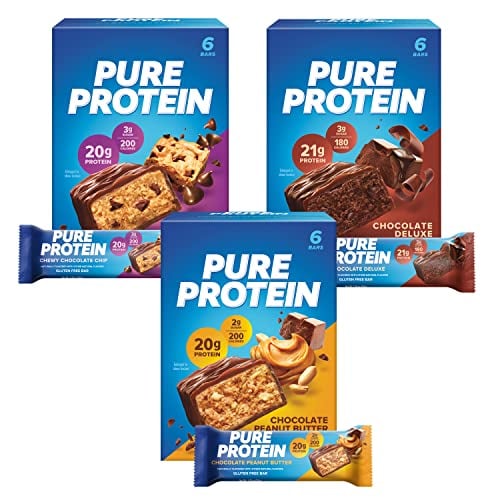 Pure Protein Bars, Low Sugar, Gluten Free, Variety Pack, 18 Count