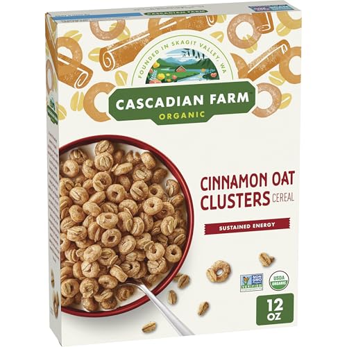 Cascadian Farm Organic Cinnamon Oat Clusters Cereal, Whole Grain, Non-GMO, 15 oz