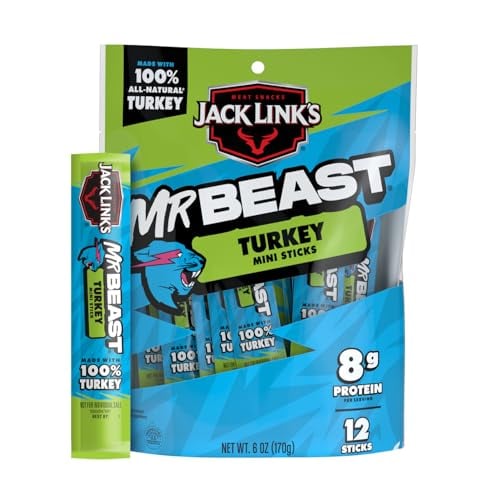 Jack Link’s Turkey Mini Sticks - 8g Protein, Zero Sugar, 12 Pack