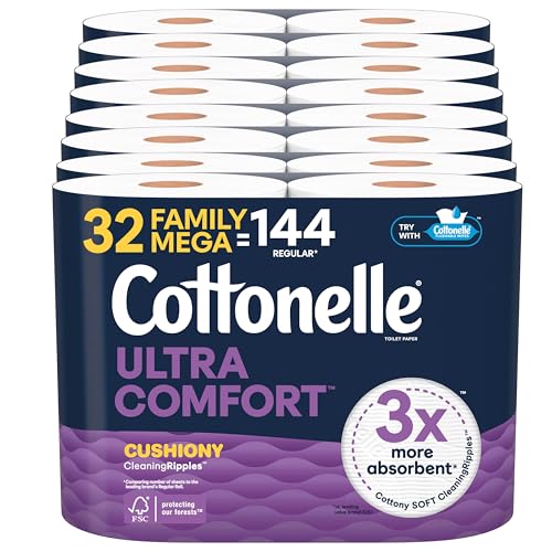 Cottonelle Ultra Comfort Toilet Paper, 32 Family Mega Rolls