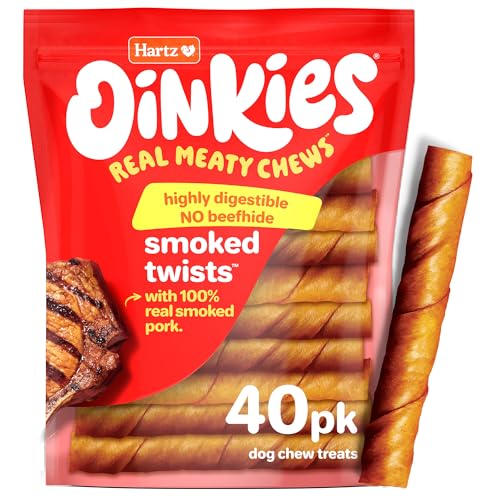 Hartz Oinkies Smoked Pork Dog Chews, 40 Count