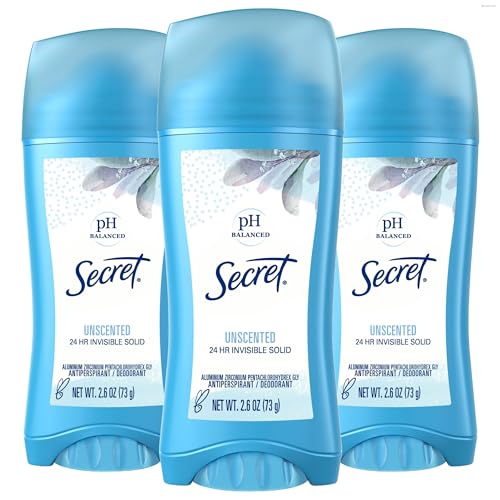 Secret Unscented Antiperspirant for Women, 24hr Protection, 3-Pack