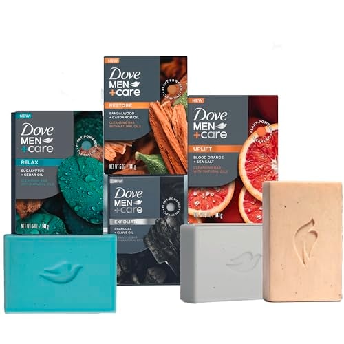 Dove Men+Care Soap Bar, 4 Count, Plant-Based, 3.51 Oz