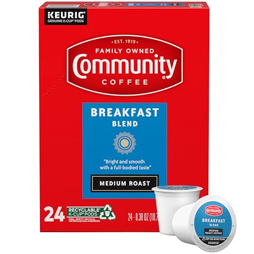 Community Coffee Breakfast Blend Medium Roast Pods, 24 Count, Keurig 2.0 Compatible