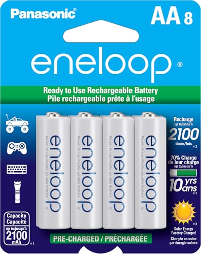 Eneloop Panasonic AA Rechargeable Batteries, 8-Pack