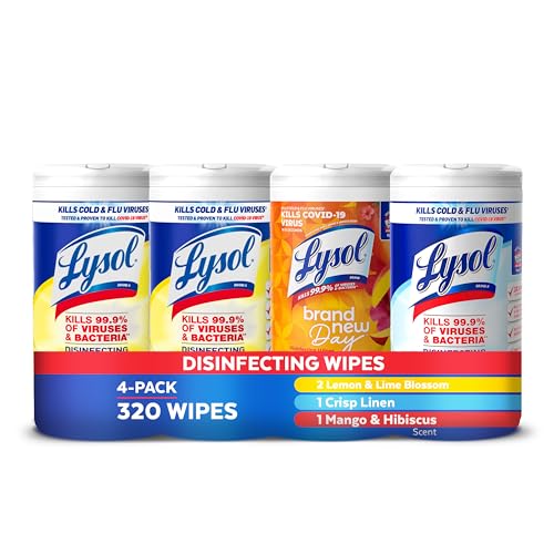 Lysol Disinfecting Wipes Bundle, Multi-Surface, Multi-Scent, 80 Count (4pk)