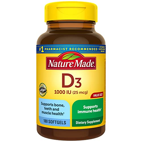 Nature Made Vitamin D3, 1000 IU, 180 Softgels