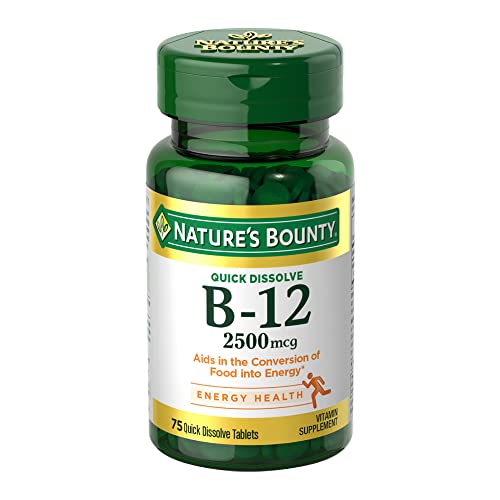 Nature’s Bounty B12 2500 mcg, Energy & Heart Support, 75 Tablets