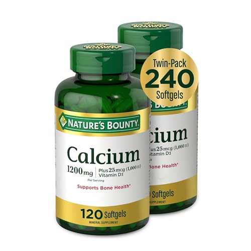 Nature's Bounty Calcium 1200 mg + Vitamin D3 Softgels, 120 Ct (2-Pack)