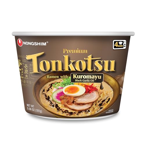Nongshim Tonkotsu Ramen, Kuromayu Noodle Bowl, 3.56 oz, Pack of 6