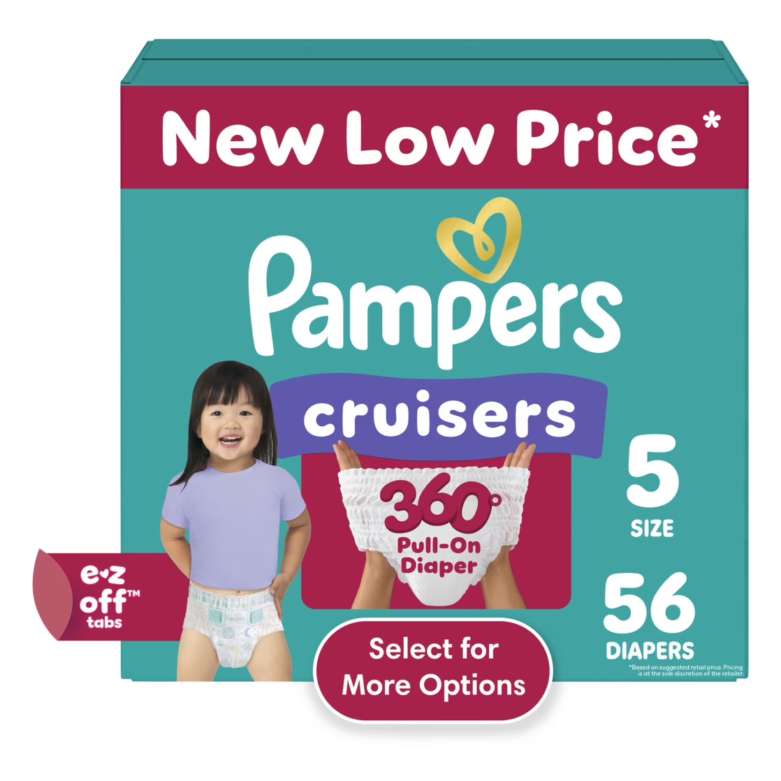 Pampers Cruisers 360 Baby Diapers 360 Size 5, 56 Count