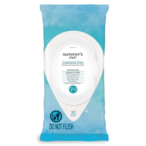 Summer's Eve Fragrance-Free Feminine Wipes, 32 Count, pH-Balanced Micellar Formula
