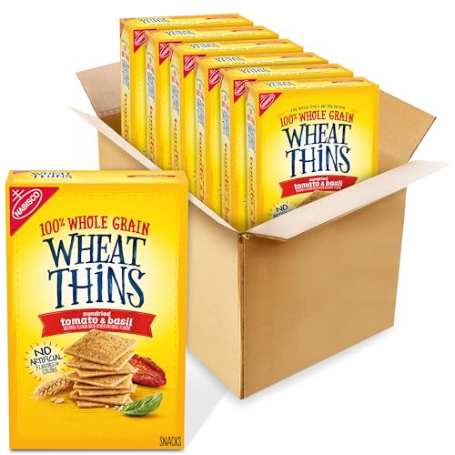 Wheat Thins Sundried Tomato & Basil, Whole Grain Crackers, 6-Pack (8.5 oz each)