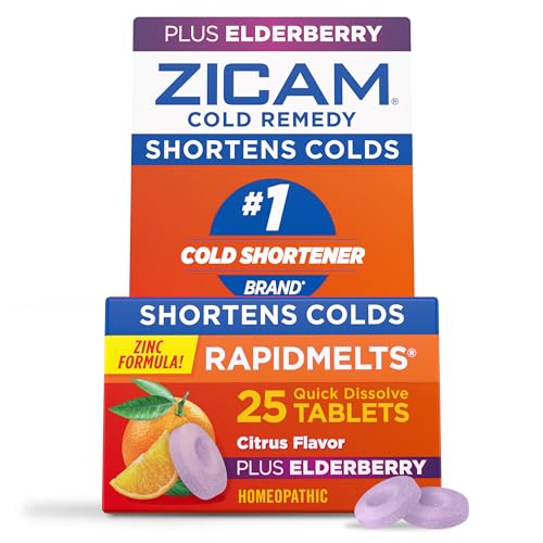 Zicam Cold Remedy Zinc RapidMelts, Elderberry Citrus, Homeopathic, 25 Count